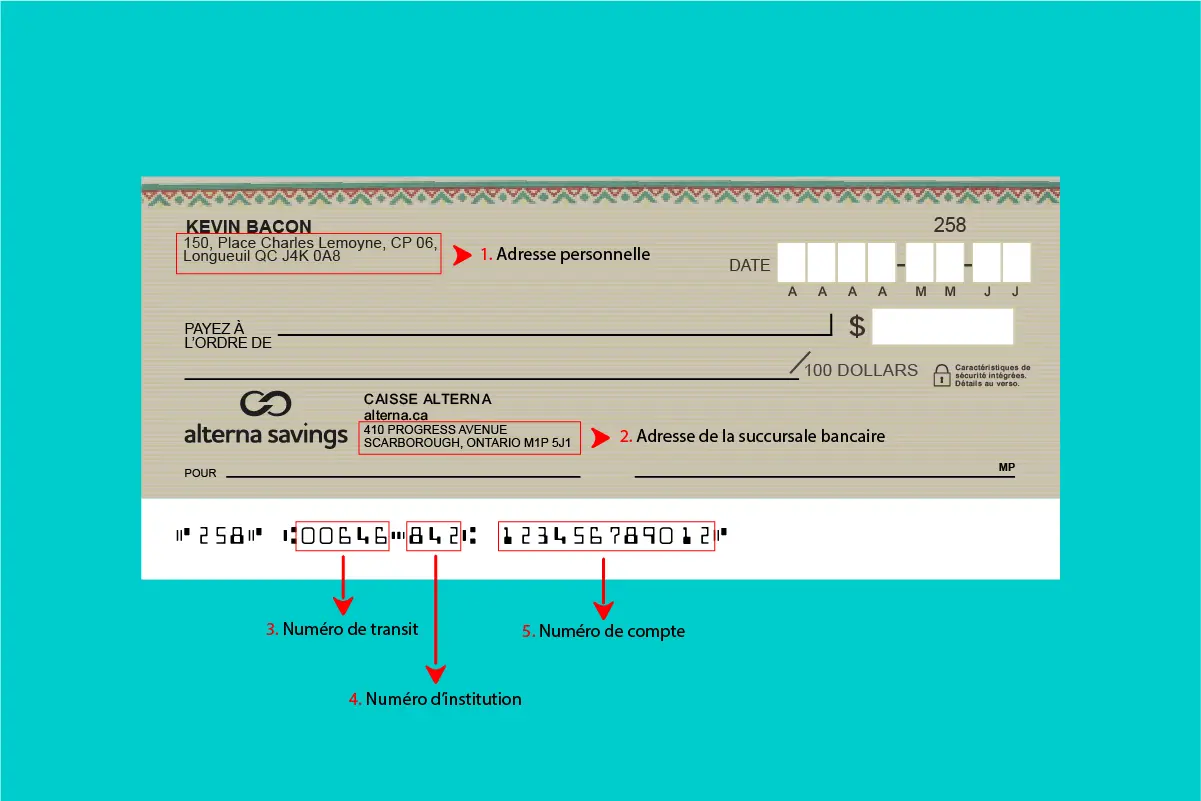 Alterna Savings and Credit Union Sample Cheque