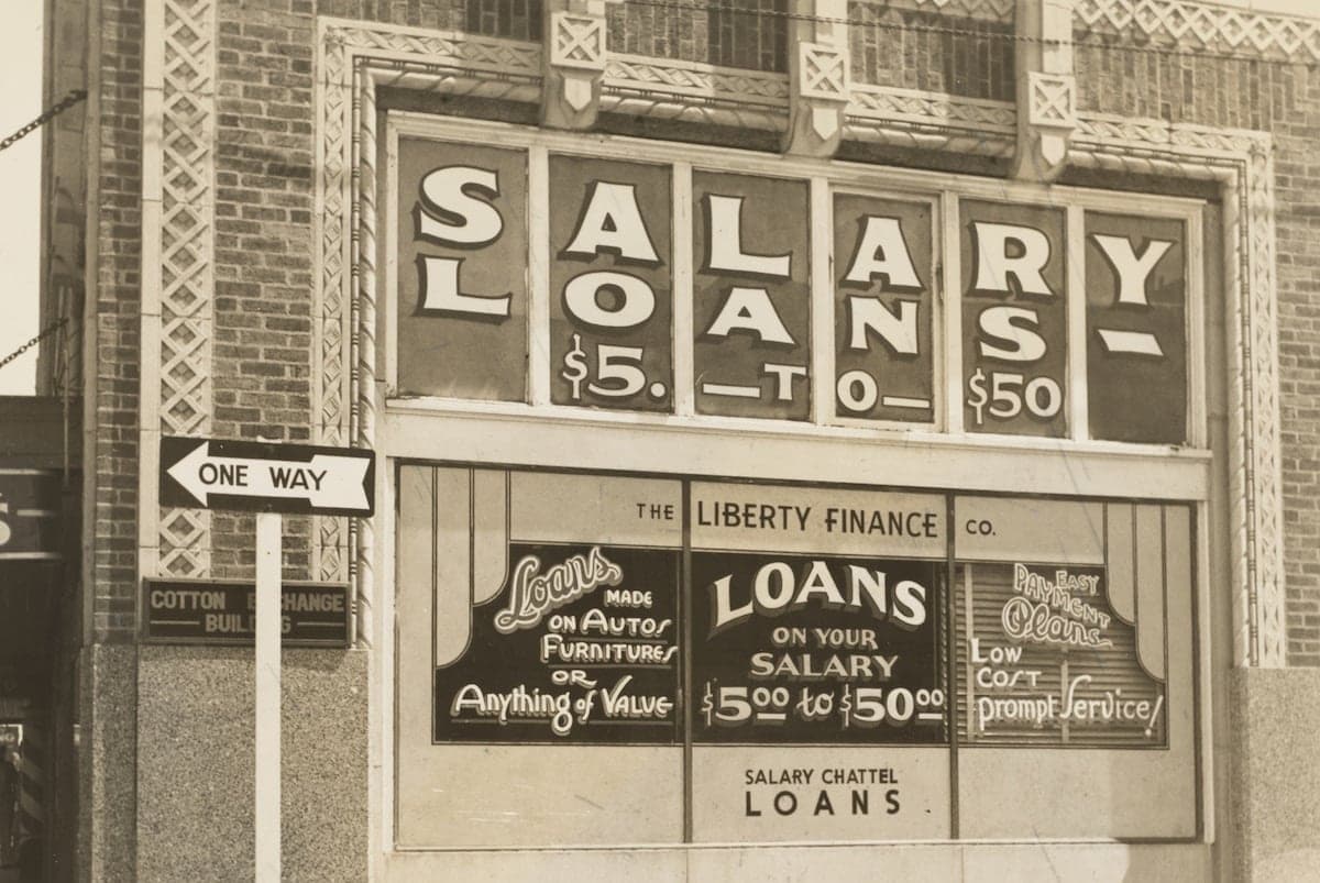 Salary loans a sign on a building