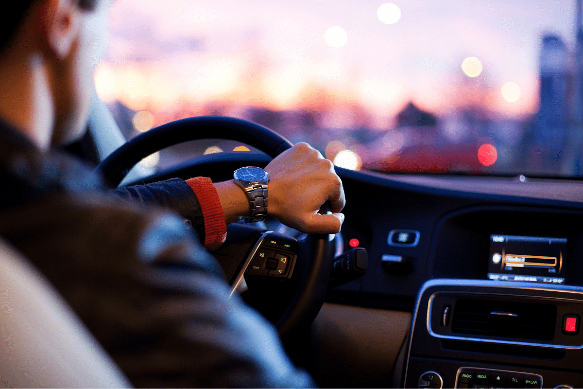 person driving the car in night