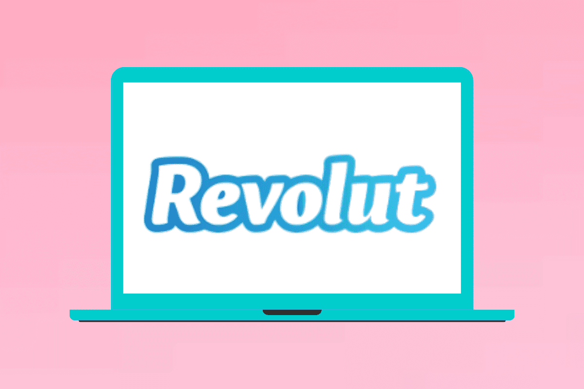 Revolut company logo to a laptop screen with a white background