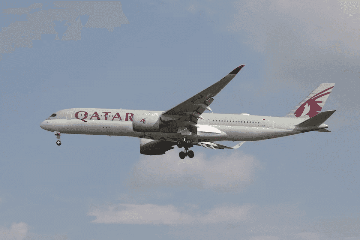 a plane of Qatar Airways flying in the sky