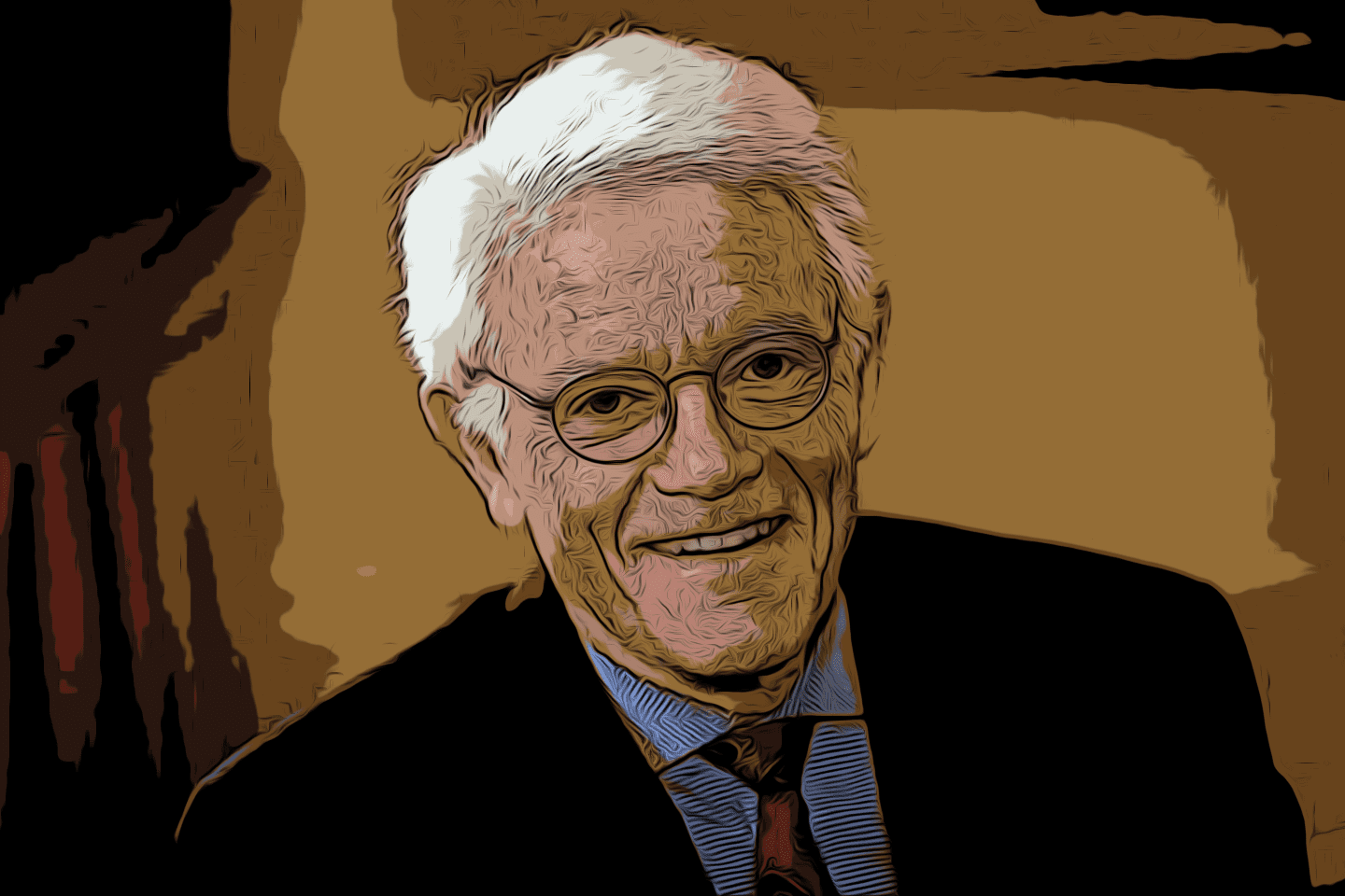 An image depicting an elderly gentleman wearing glasses and a tie, exuding a dignified aura.