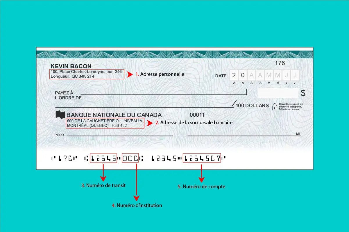 Spéciment de chèque de la Banque Nationale du Canada (BNC)
