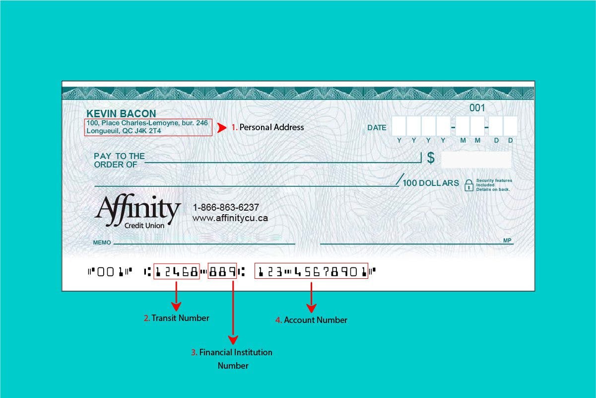Affinity Credit Union Sample Cheque