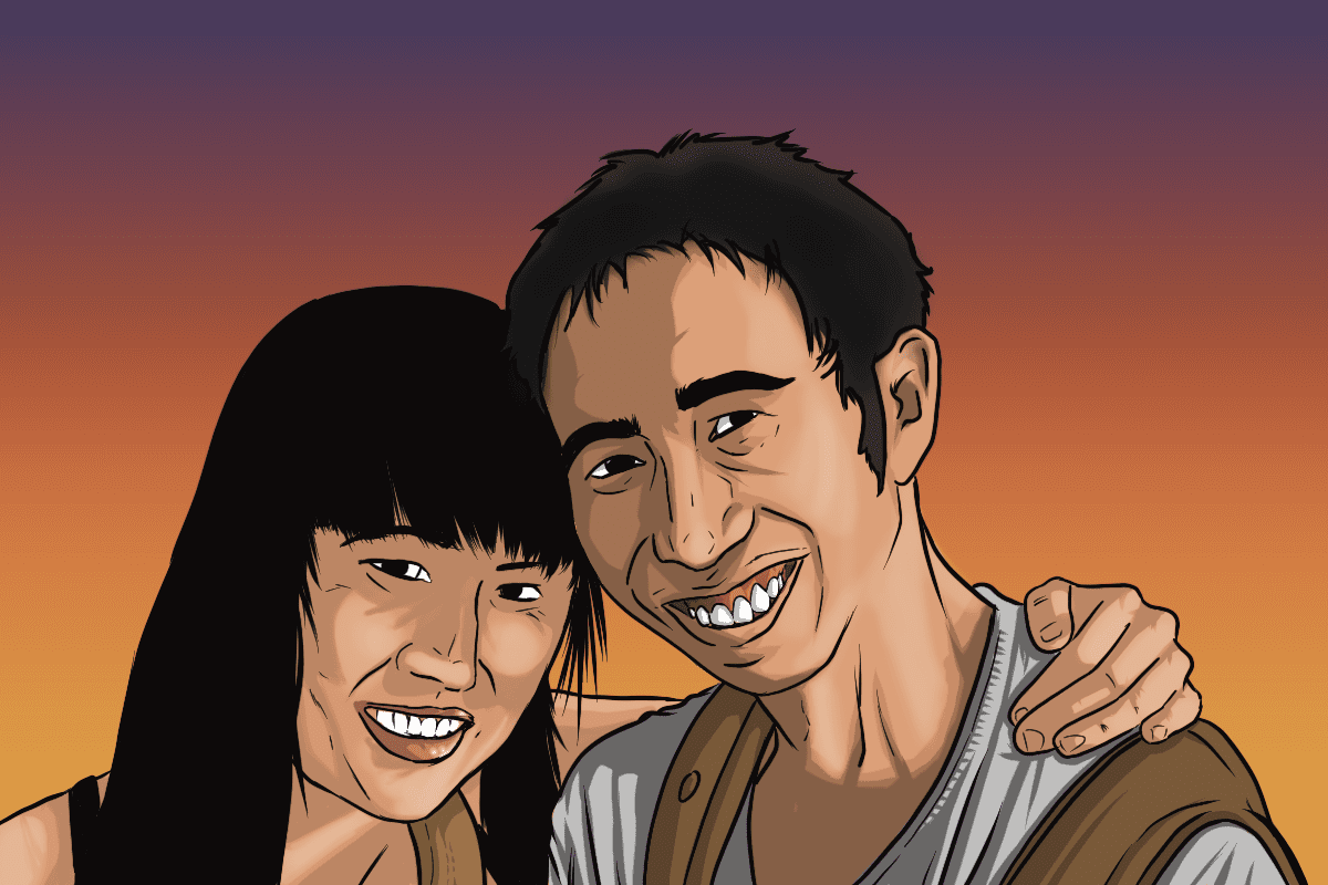 a man and woman smiling