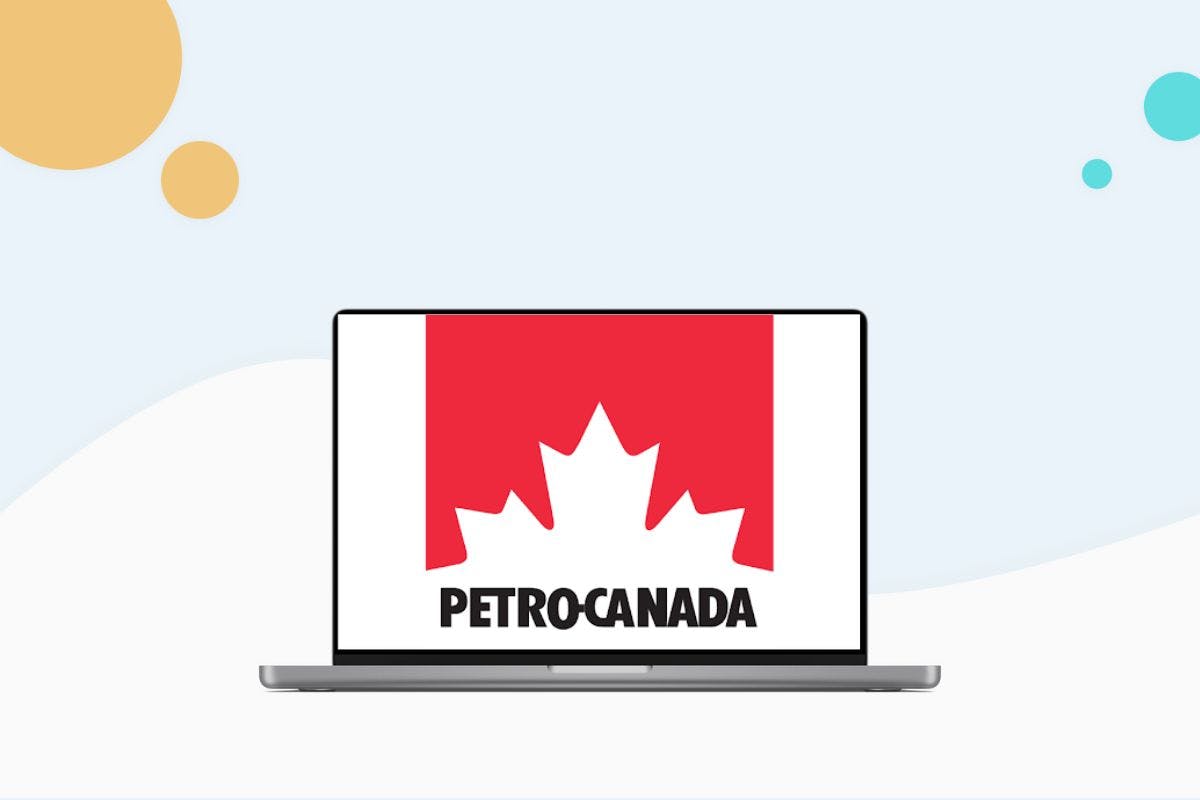 a laptop with a logo of Petro Canada on the screen