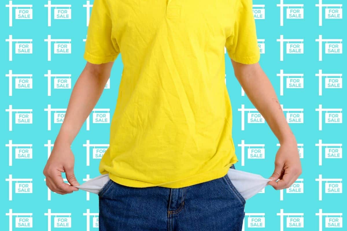 a person with his pockets in front of a blue background
