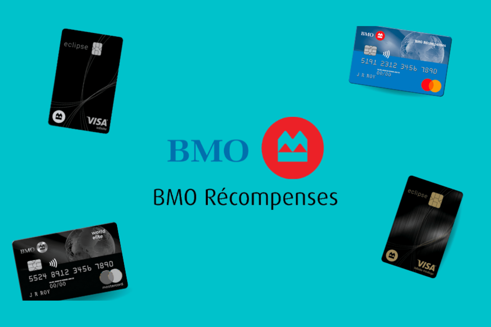 BMO credit cards and logo, showcasing financial services.