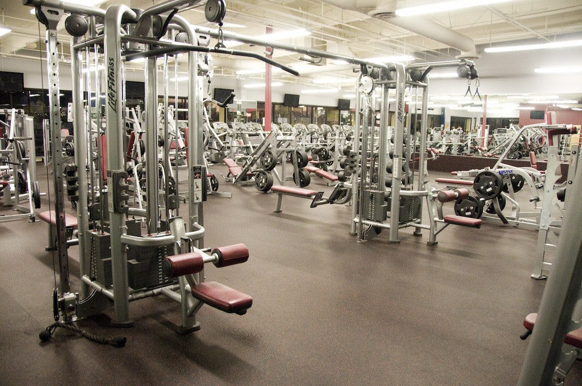 a large gym with many equipment