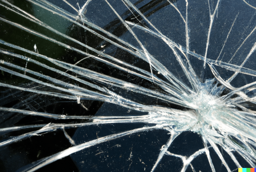 a cracked glass with many cracks