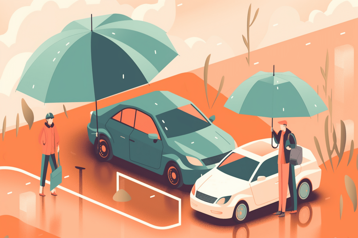 the persons holding umbrellas in front of cars