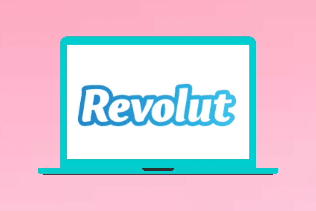 Revolut company logo to a laptop screen with a white background