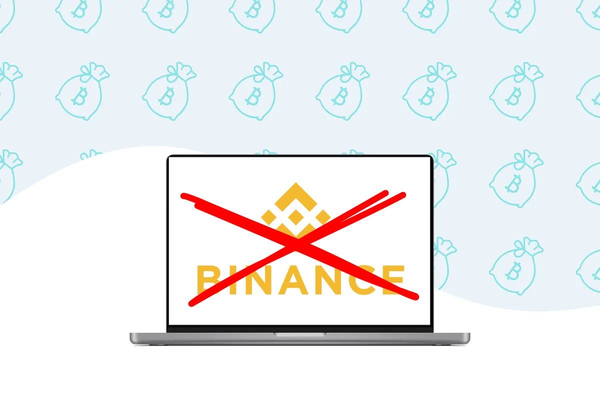 Yellow Binance Logo Crossed Out in Red Marker