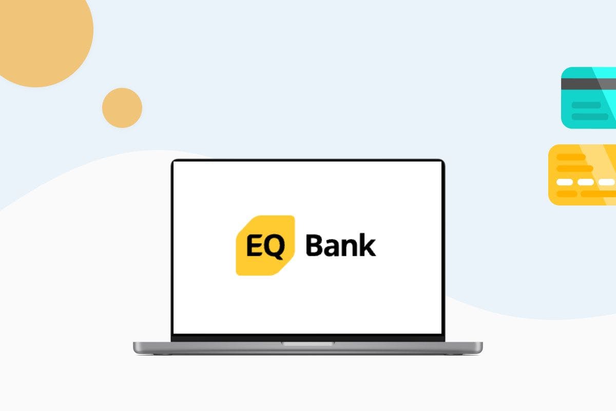 EQ Bank logo on computer screen