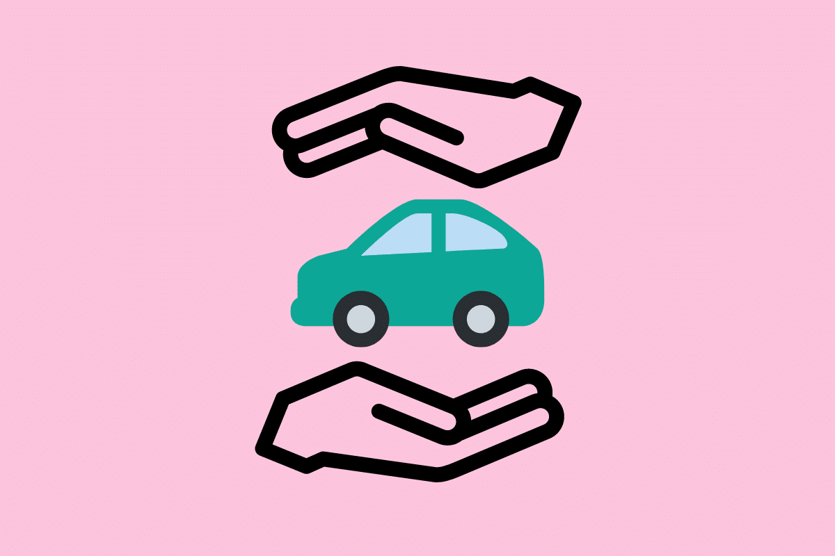a car and hands with black outline