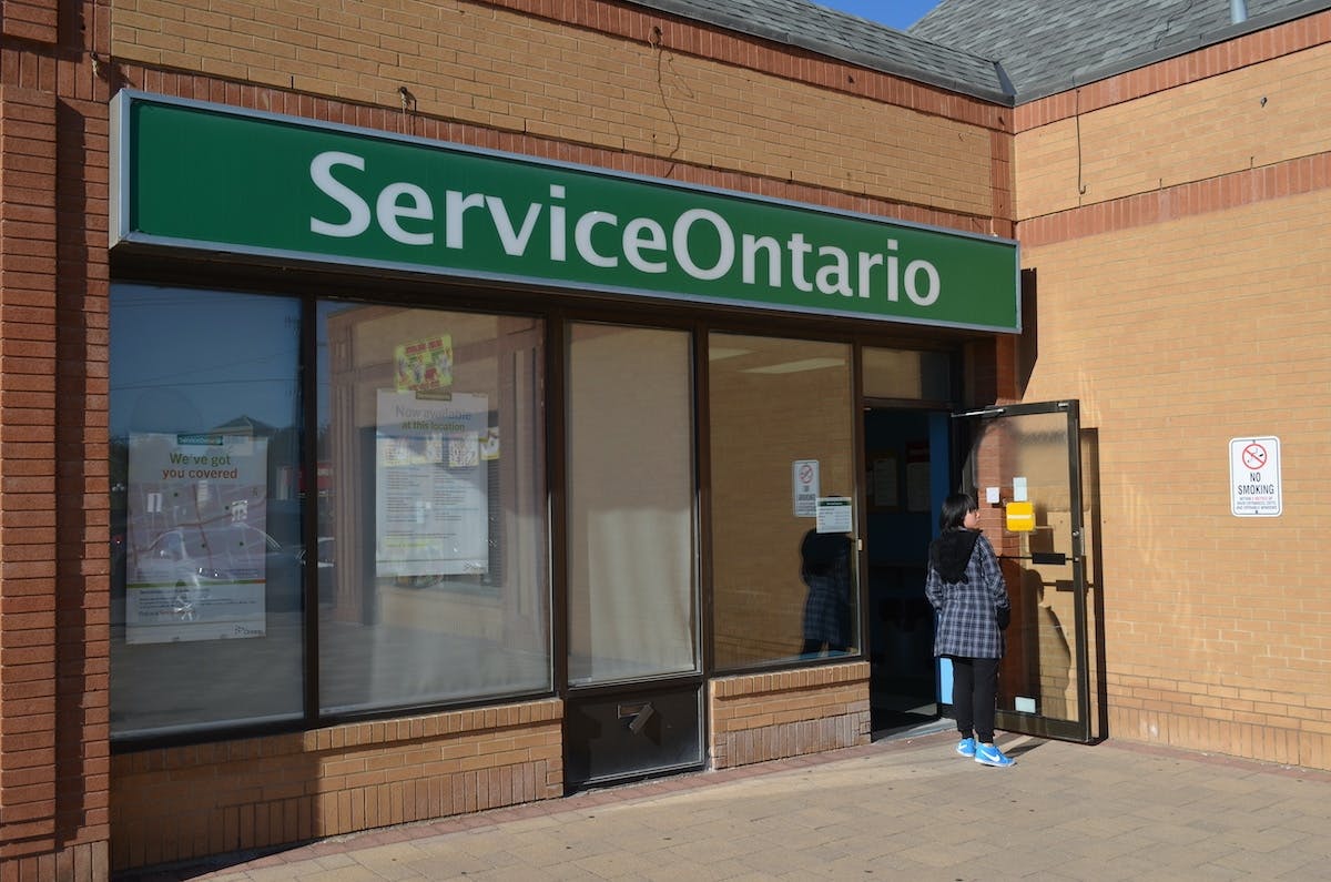 A ServiceOntario branch, where Ontario car owners can go to get new car ownership papers.