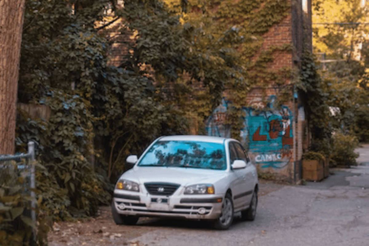 a car parked on a street