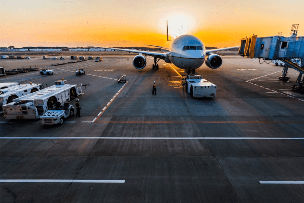 an airplane on a runway