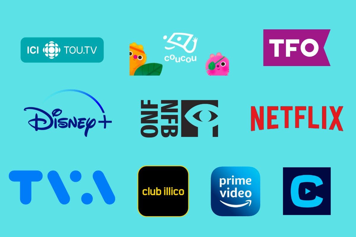 a group of logos on a blue background