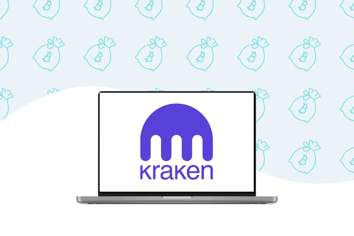 Kraken logo displayed on a laptop screen