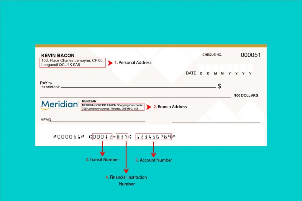Meridian Sample Cheque instruction