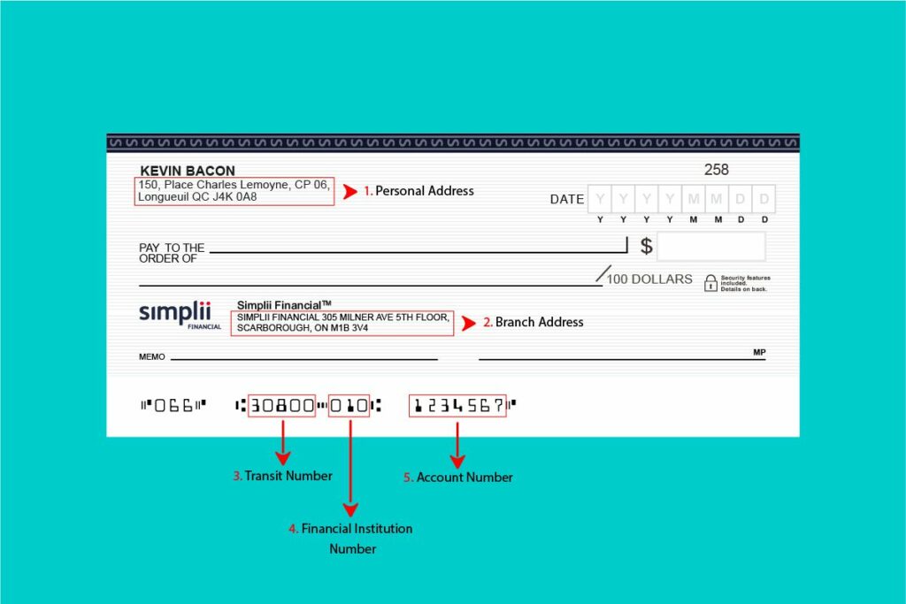 Simplii Financial Void Cheque instruction