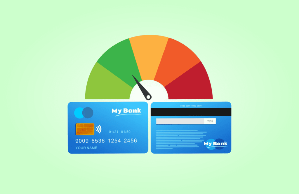 Green meter and credit card side by side