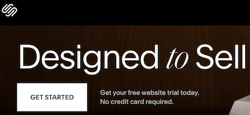 Squarespace homepage, a website builder saying it is designed to sell